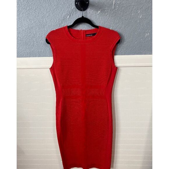 Karen Millen Women's Crew Neck Sleeveless Sheath Dress Red - Picture 5 of 11